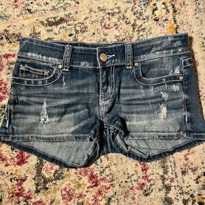 🌺BKE Women's Dark Blue Faded Distressed Denim Shorts🌺